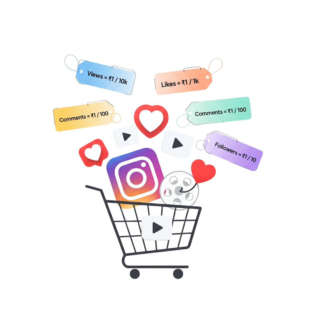 Shocked woman holding smartphone with floating social media icons around her and text promoting xmartGrow, India’s cheapest and fastest SMM panel offering services from ₹0.01/K, 24/7 support, API ready.